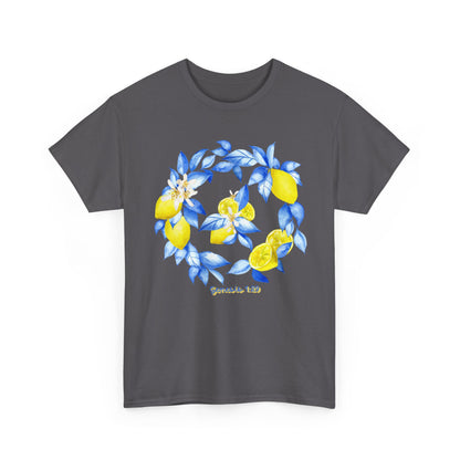 Lemon Wreath Graphic Tee — Genesis 1:29 Floral Scripture T-Shirt