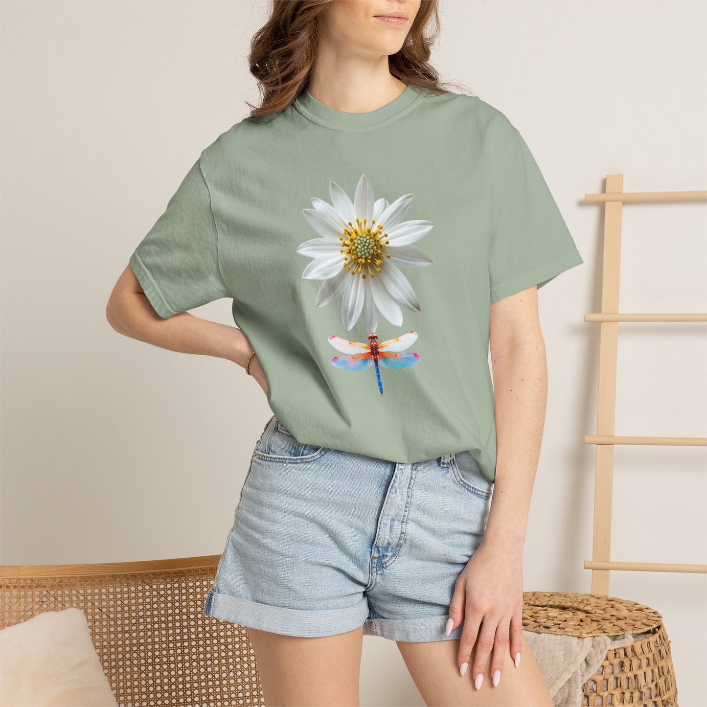 Lotus & Dragonfly T-Shirt — Floral Nature Graphic Tee