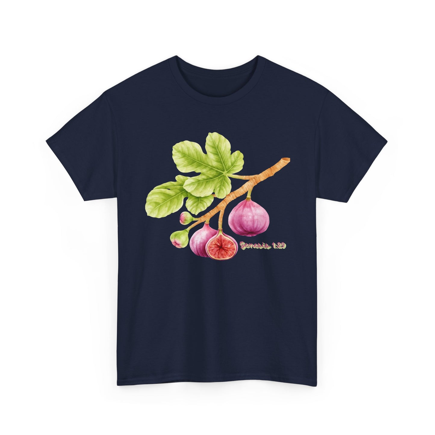 Fig Branch T‑Shirt — Botanical Fig Illustration Tee with Scripture (Genesis 1:29)