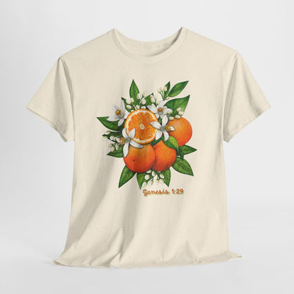 Orange Blossom Tee — Genesis 1:29 Fruit Illustration Shirt