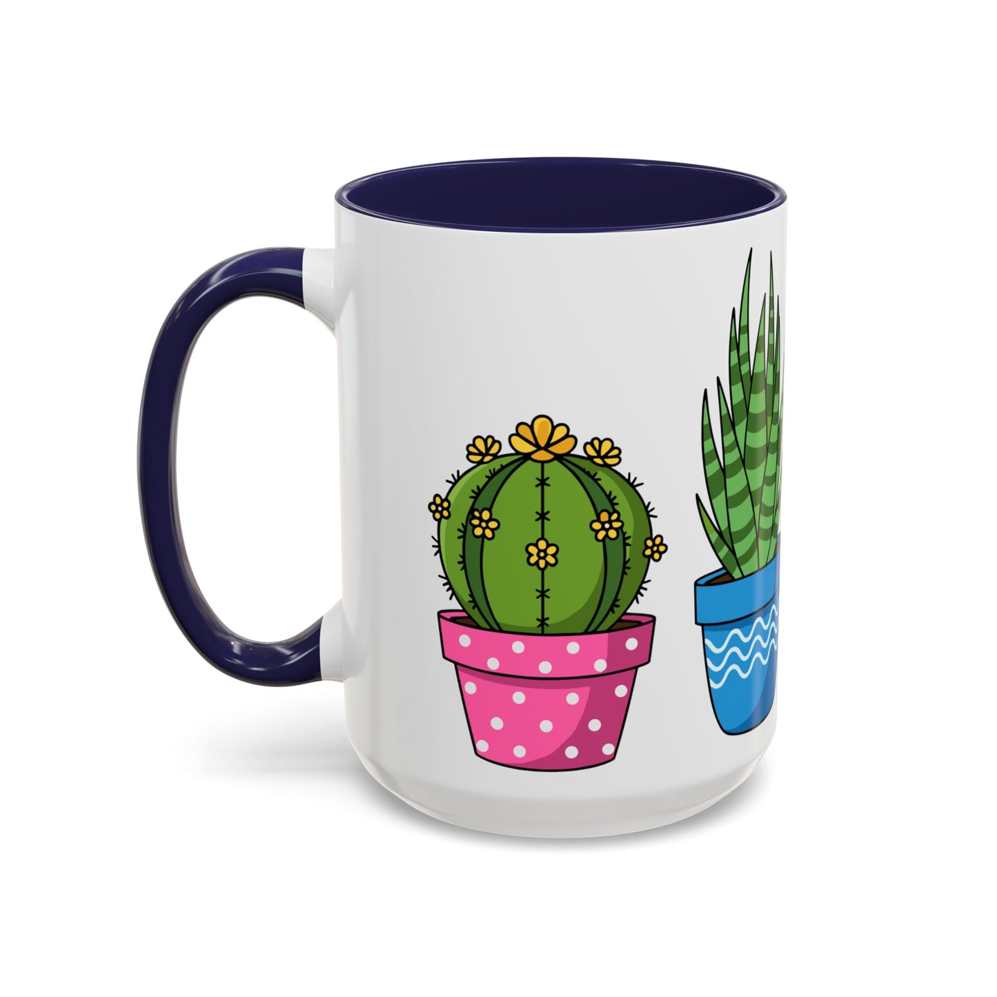Cactus & Succulent Accent Coffee Mug — Cute Potted Plants 11/15oz