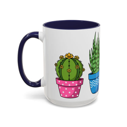 Cactus & Succulent Accent Coffee Mug — Cute Potted Plants 11/15oz