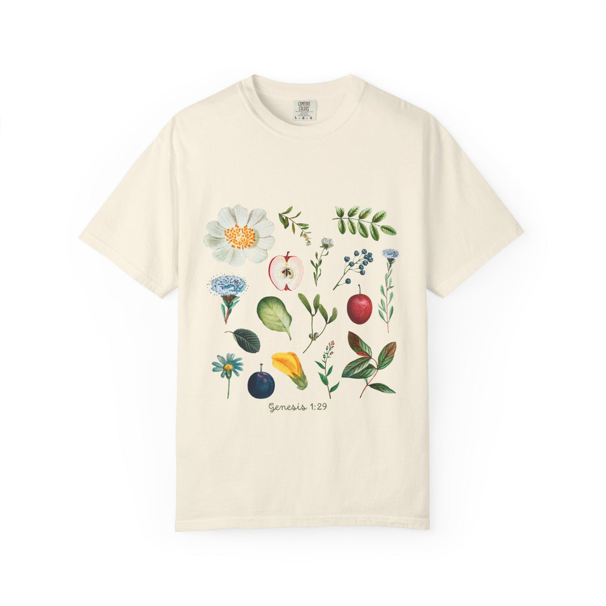 Floral Fruits Botanical Tee — Jeremiah 1:9 Scripture Garden T-Shirt