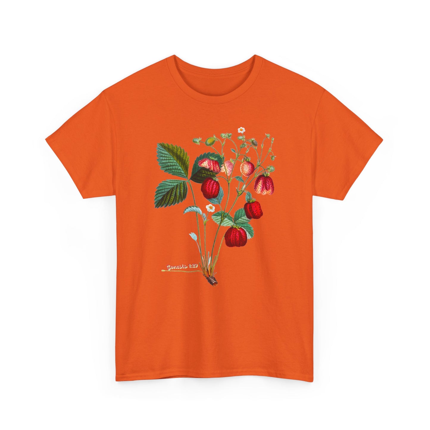Strawberry Botanical Tee — Vintage Fruit Illustration T-Shirt Genesis 1:29