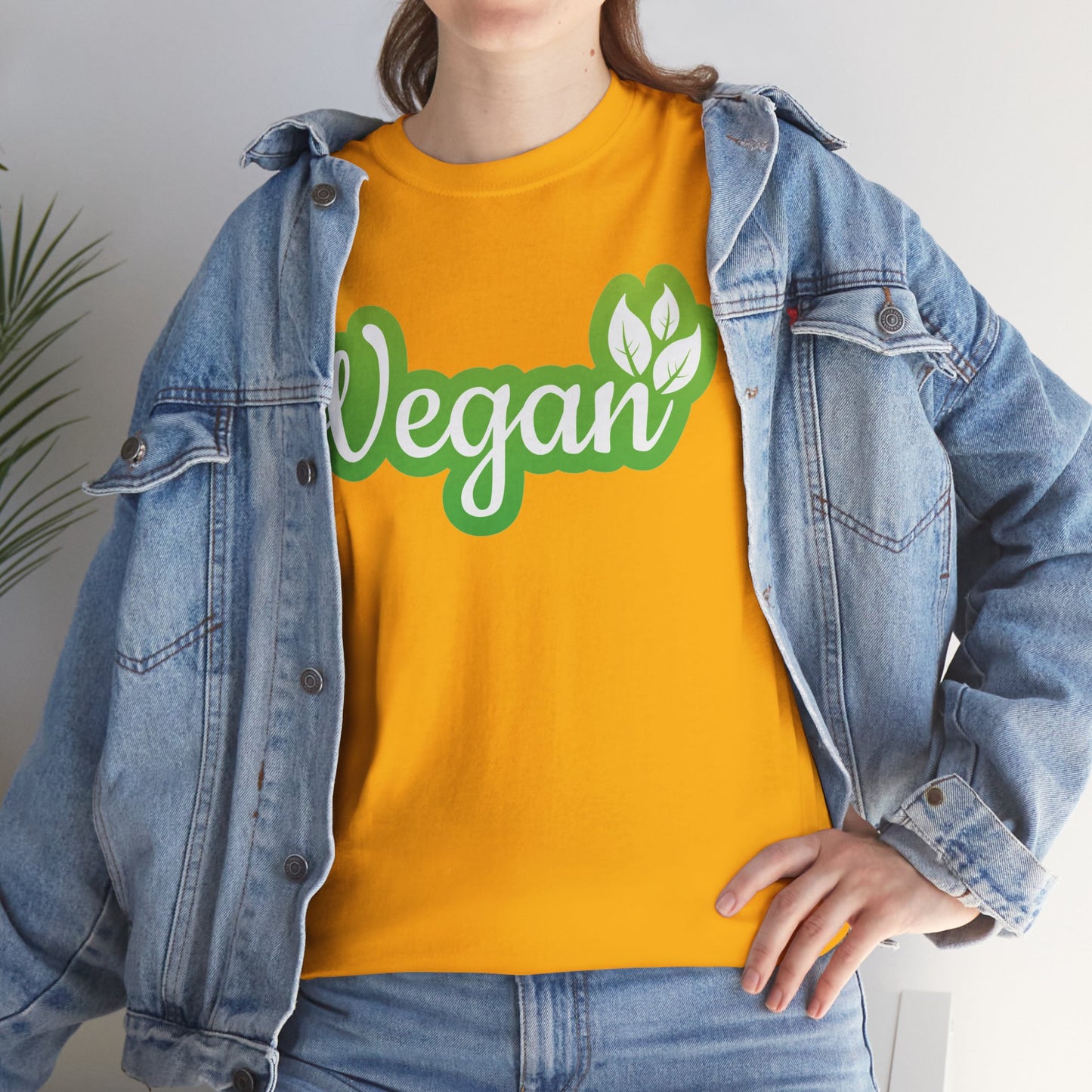 Vegan Script Tee — Green Leaf Eco-Friendly T-Shirt