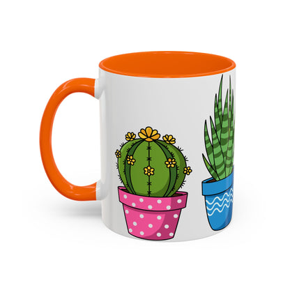 Cactus & Succulent Accent Coffee Mug — Cute Potted Plants 11/15oz