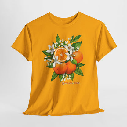 Orange Blossom Tee — Genesis 1:29 Fruit Illustration Shirt