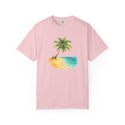 Tropical Palm Beach T-Shirt — Watercolor Island Graphic Tee