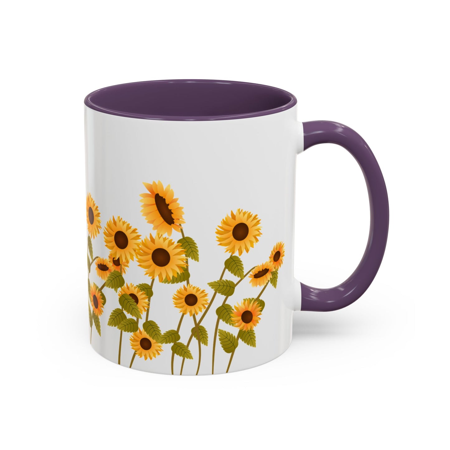 Sunflower Field Accent Tea Mug – Bright Floral 11/15oz Ceramic