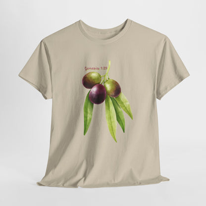 Olive Branch Watercolor T-Shirt — Genesis 1:29 Faith Tee