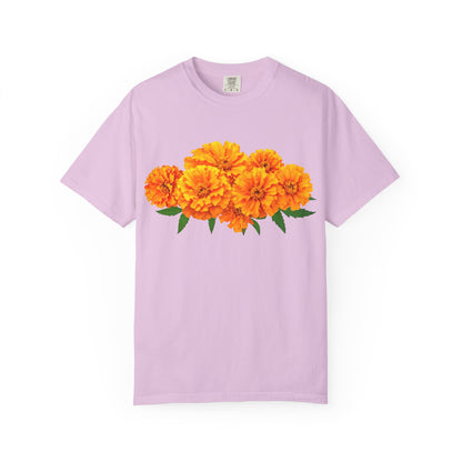 Marigold Blooms T-Shirt — Vibrant Floral Graphic Tee