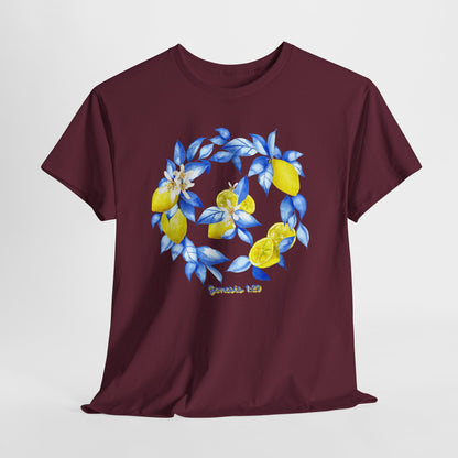 Lemon Wreath Graphic Tee — Genesis 1:29 Floral Scripture T-Shirt