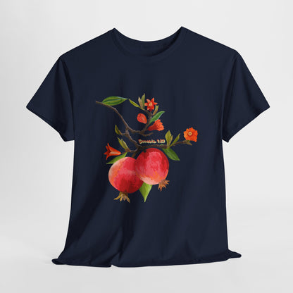Pomegranate Bloom T-Shirt — Botanical Fruit Watercolor Tee