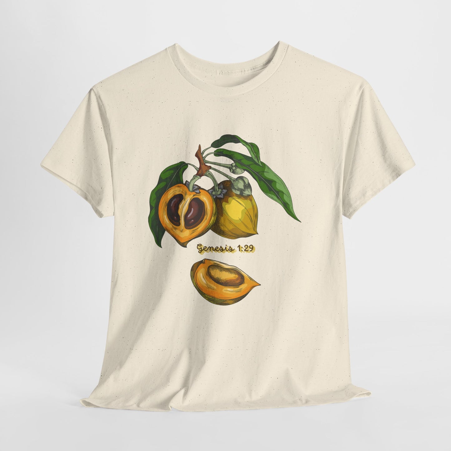 Apricot Illustration T-Shirt — Botanical Fruit Graphic Tee Genesis 1:29