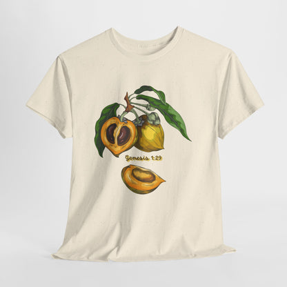 Apricot Illustration T-Shirt — Botanical Fruit Graphic Tee Genesis 1:29