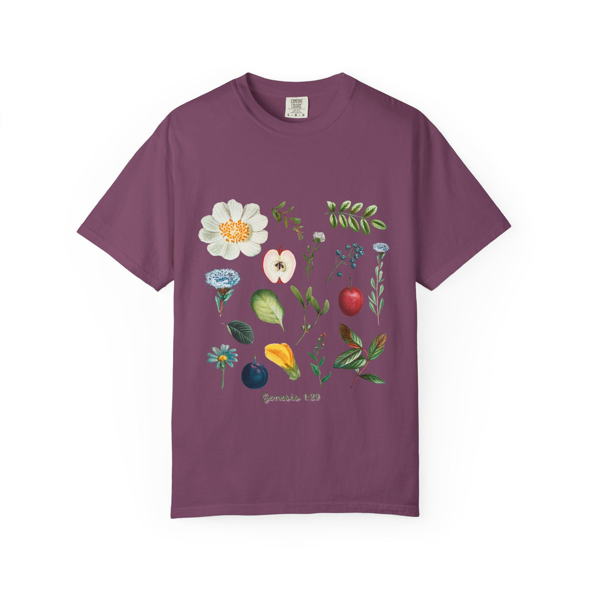 Floral Fruits Botanical Tee — Jeremiah 1:9 Scripture Garden T-Shirt