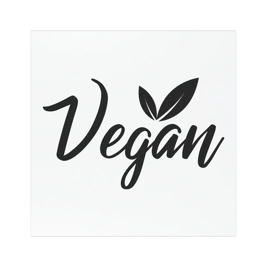 Vegan Script Car Magnet — Black Leaf Design