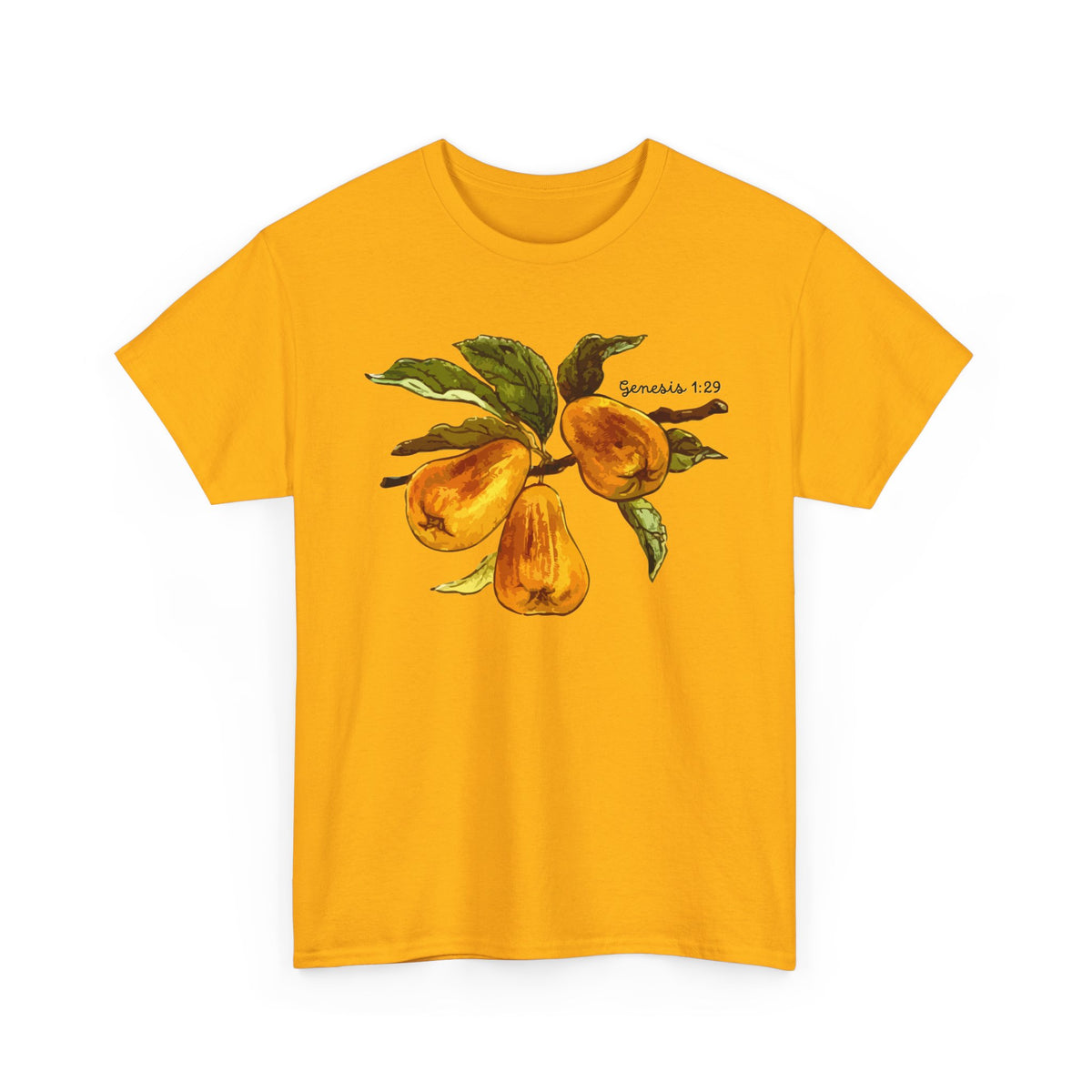 Pear Branch T‑Shirt — Watercolor Yellow Pears Tee Genesis 1:29