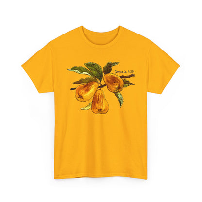 Pear Branch T‑Shirt — Watercolor Yellow Pears Tee Genesis 1:29