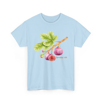 Fig Branch T‑Shirt — Botanical Fig Illustration Tee with Scripture (Genesis 1:29)