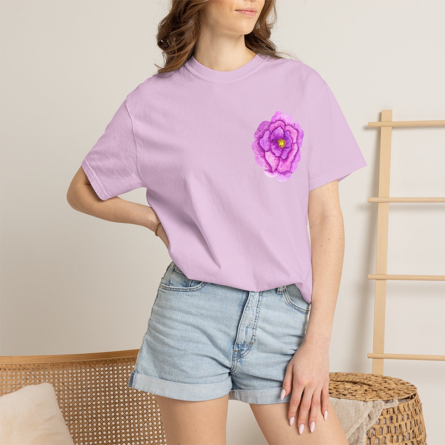 Floral Watercolor Chest Rose T-Shirt