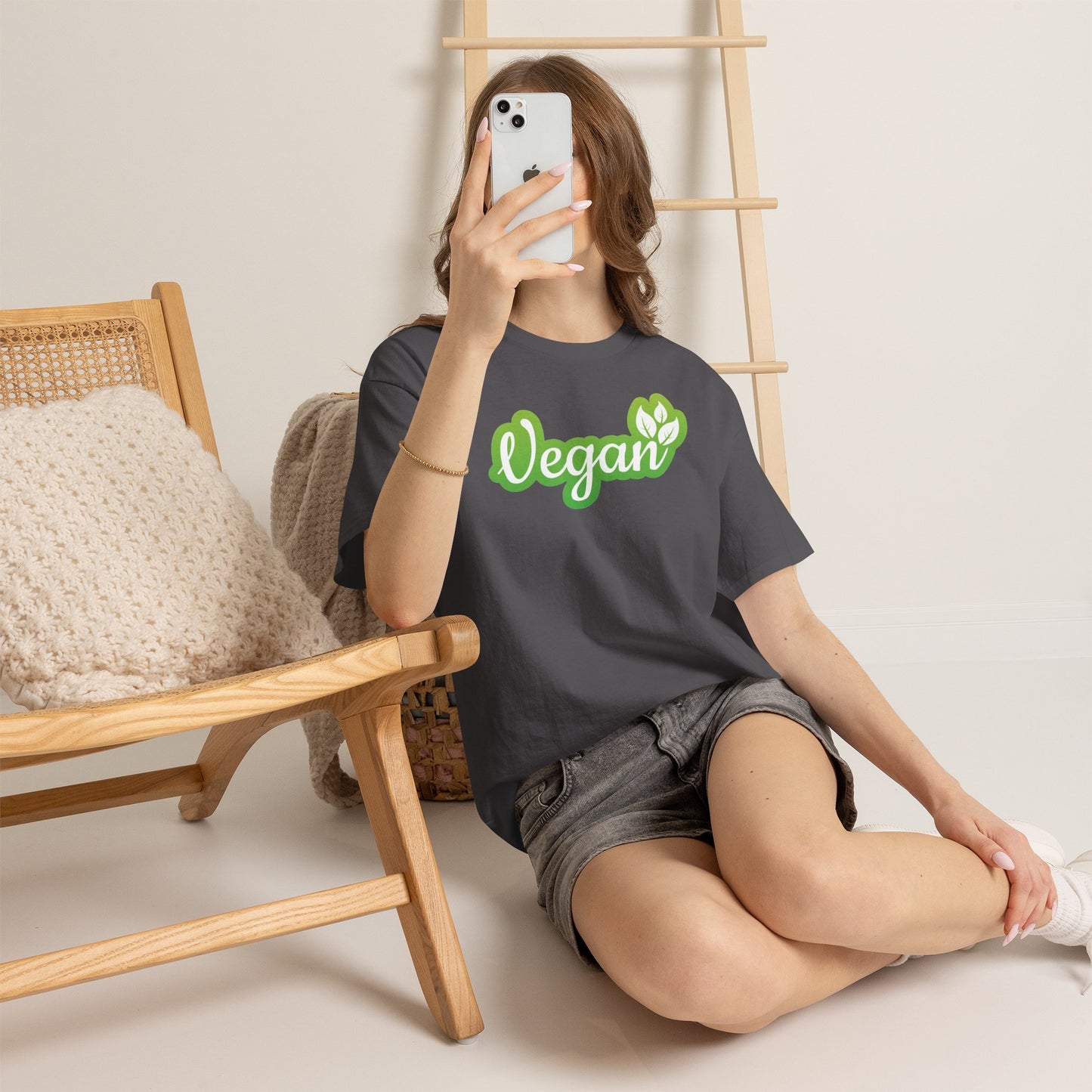 Vegan Script Tee — Green Leaf Eco-Friendly T-Shirt