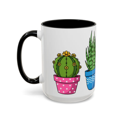 Cactus & Succulent Accent Coffee Mug — Cute Potted Plants 11/15oz