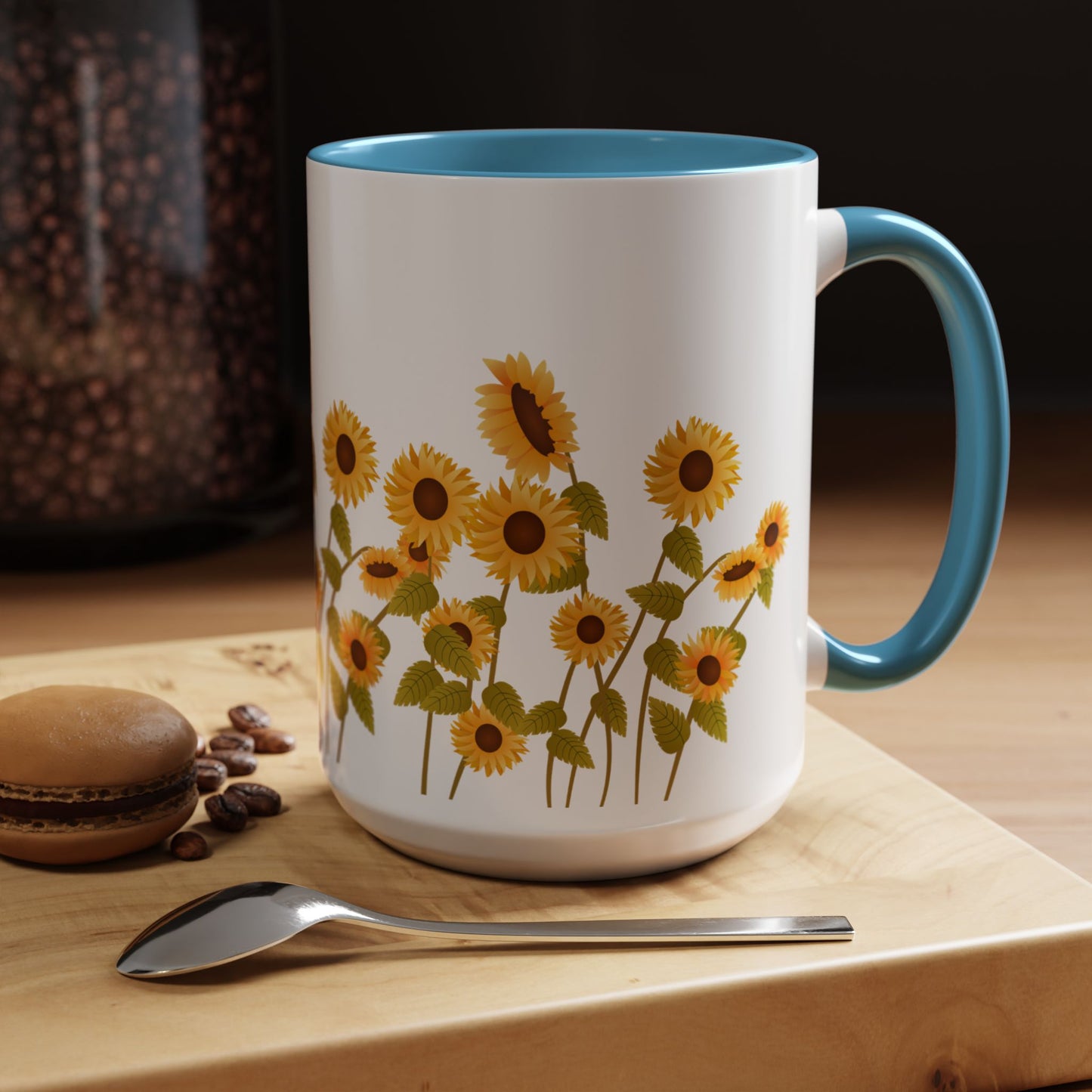 Sunflower Field Accent Tea Mug – Bright Floral 11/15oz Ceramic