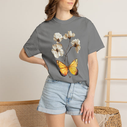 Butterfly & Dried Flowers Graphic T-Shirt — Vintage Botanical Tee