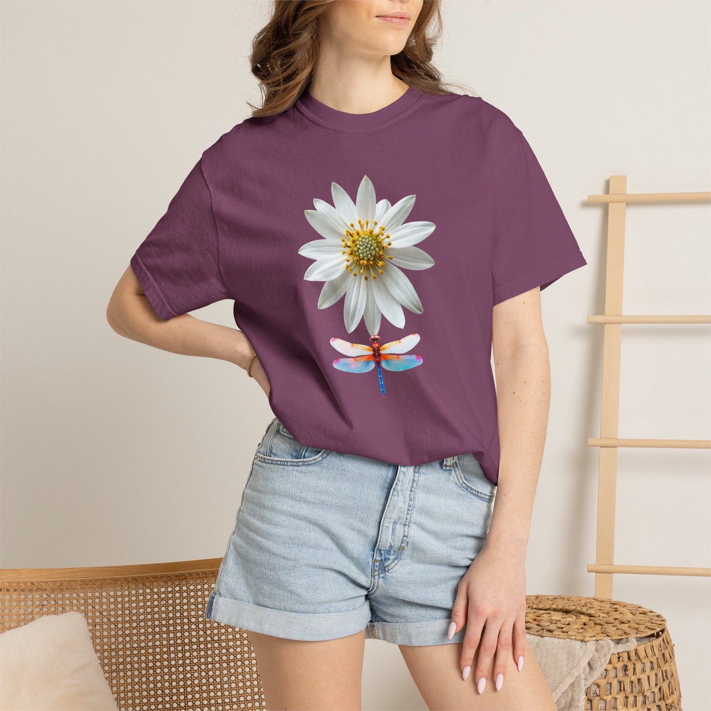 Lotus & Dragonfly T-Shirt — Floral Nature Graphic Tee