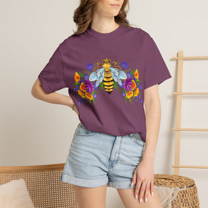 Bee & Wildflower T-Shirt — Floral Honeybee Graphic Tee