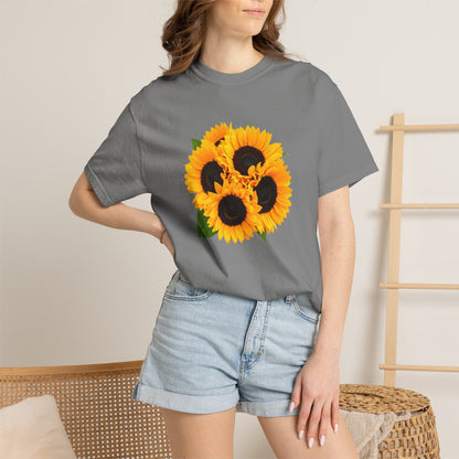 Sunflower Trio T-Shirt — Bright Floral Graphic Tee