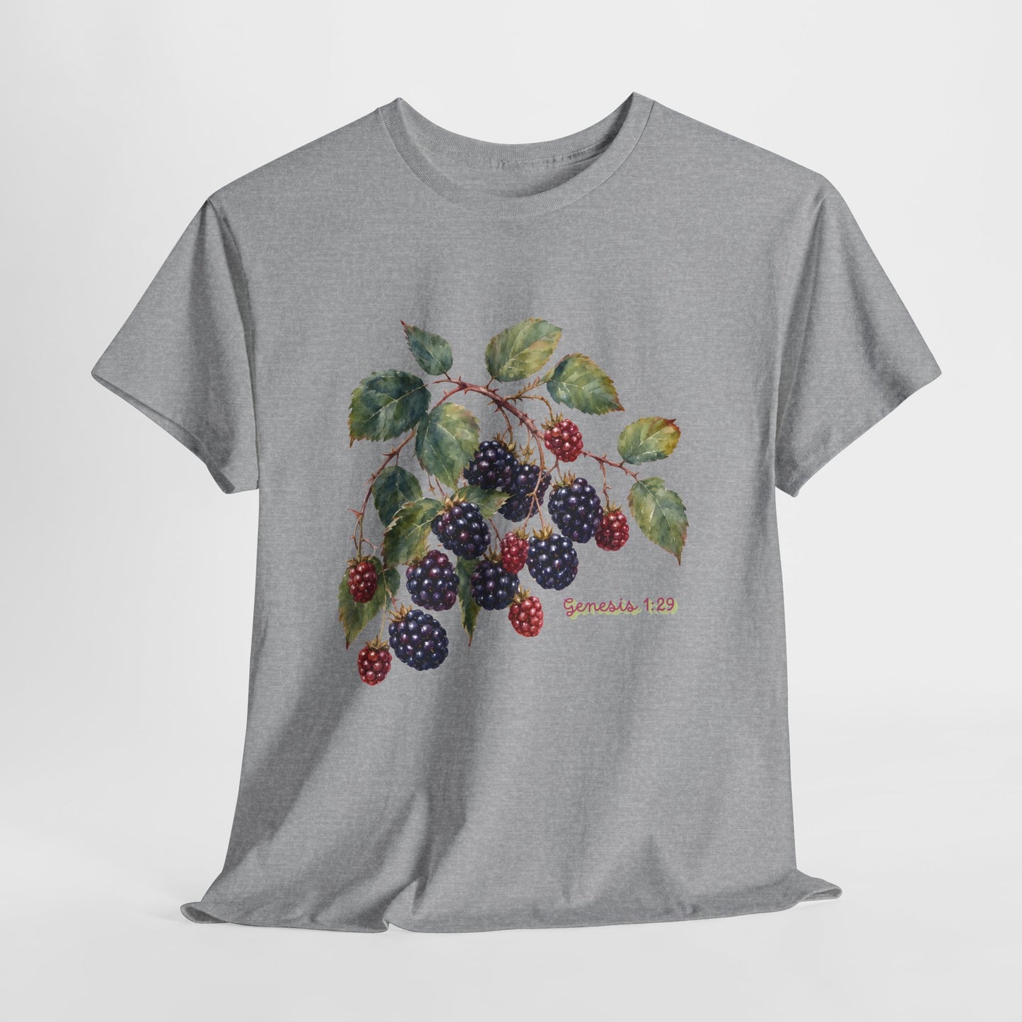 T-Shirt — Vintage Blackberry Branch Illustration Tee (Genesis 1:29)