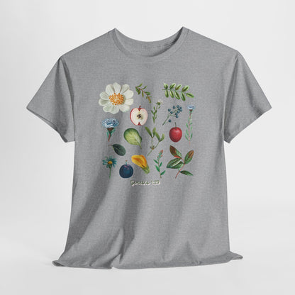 Botanical Fruit & Flower Tee — Watercolor Garden Illustration T-Shirt Genesis 1:29