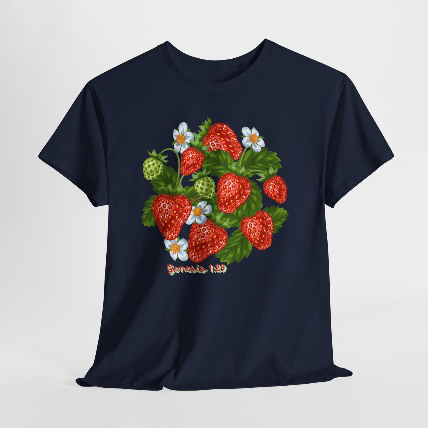 Strawberry Cluster Tee — Vintage Botanical Fruit Graphic (Genesis 1:29)