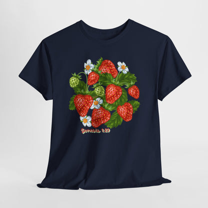 Strawberry Cluster Tee — Vintage Botanical Fruit Graphic (Genesis 1:29)