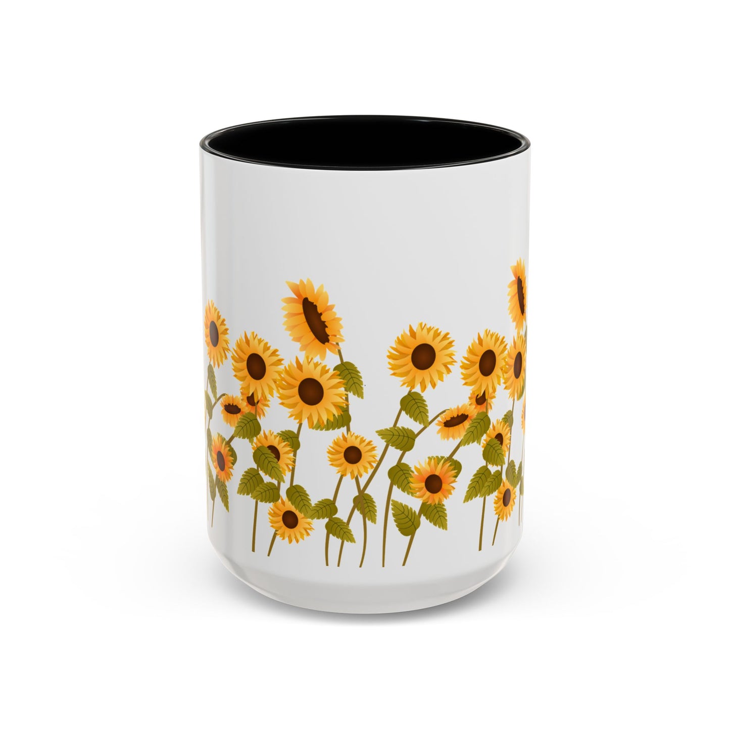 Sunflower Field Accent Tea Mug – Bright Floral 11/15oz Ceramic