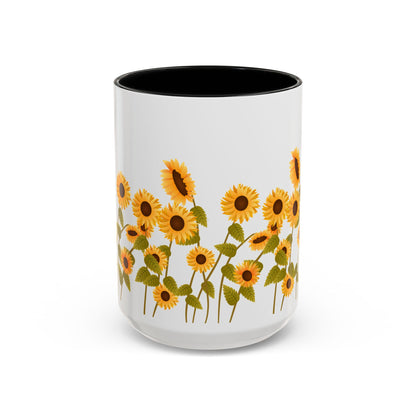 Sunflower Field Accent Tea Mug – Bright Floral 11/15oz Ceramic