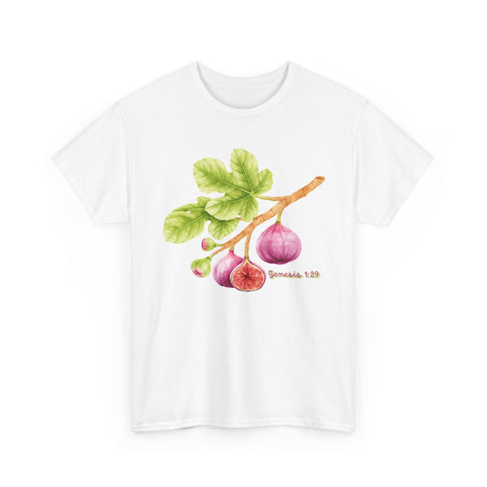 Fig Branch T‑Shirt — Botanical Fig Illustration Tee with Scripture (Genesis 1:29)