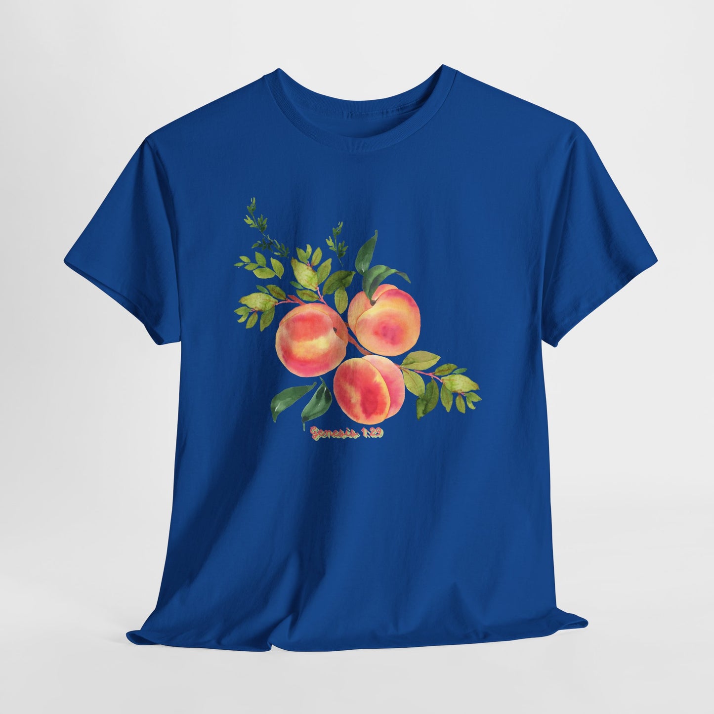 Peach Botanical Tee — Watercolor Fruit Graphic T‑Shirt