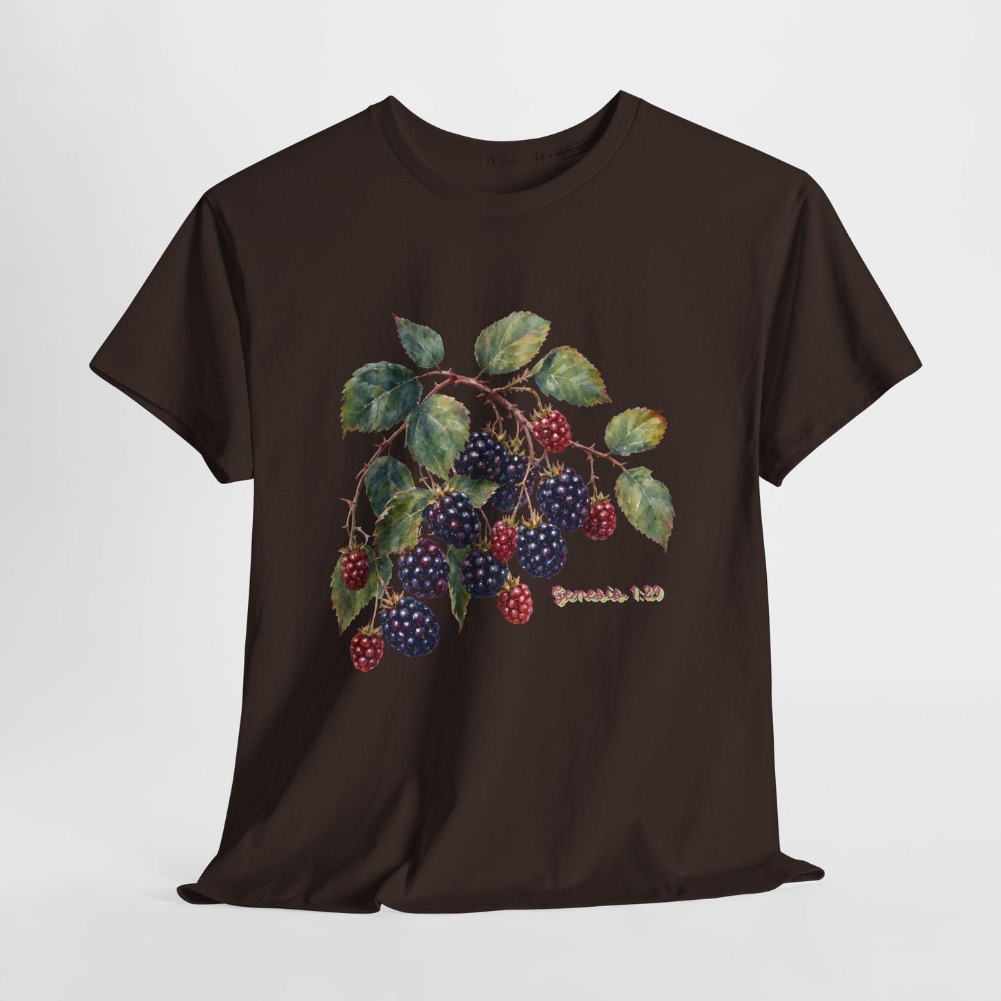 T-Shirt — Vintage Blackberry Branch Illustration Tee (Genesis 1:29)