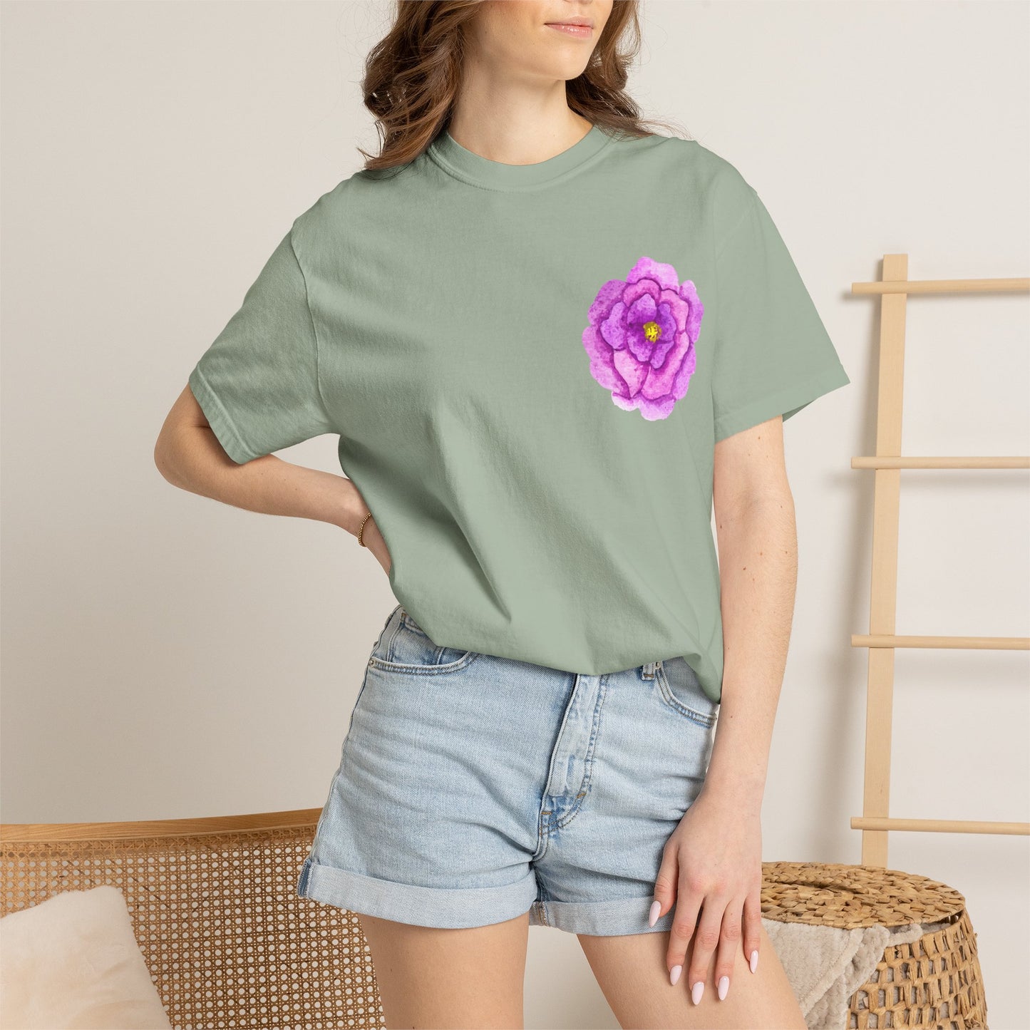 Floral Watercolor Chest Rose T-Shirt