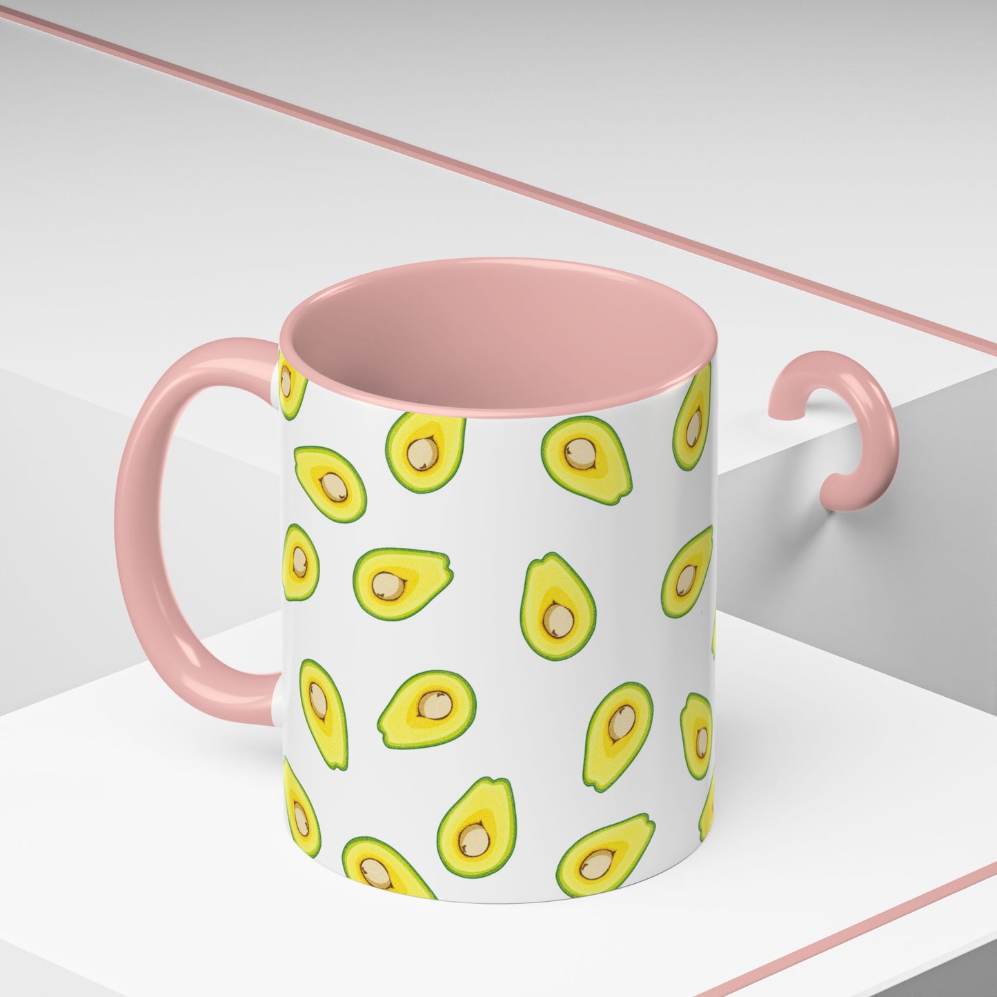Avocado Pattern Coffee Mug — Cute Avocado Print Accent Mug (11/15oz)