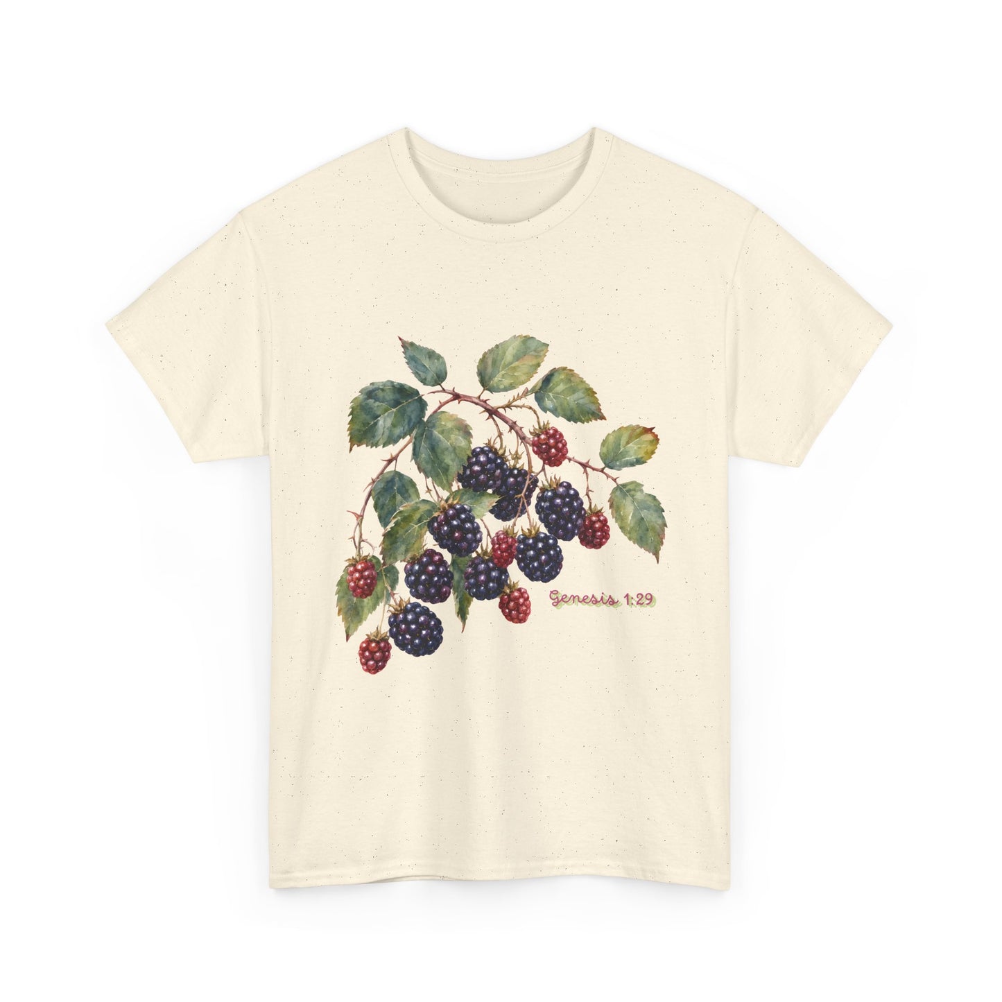 T-Shirt — Vintage Blackberry Branch Illustration Tee (Genesis 1:29)