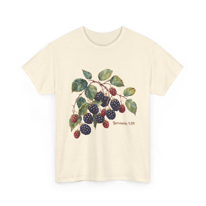 T-Shirt — Vintage Blackberry Branch Illustration Tee (Genesis 1:29)