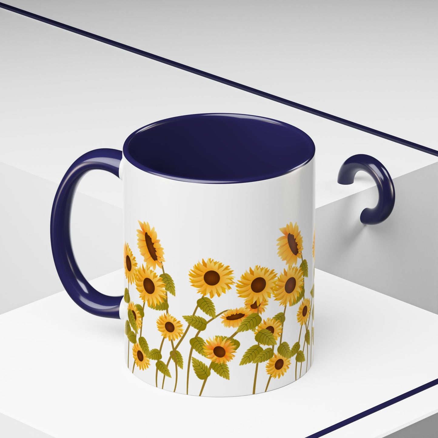 Sunflower Field Accent Tea Mug – Bright Floral 11/15oz Ceramic