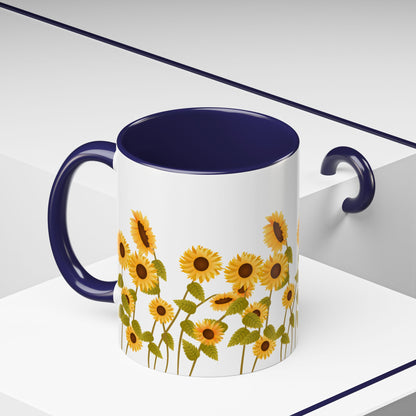 Sunflower Field Accent Tea Mug – Bright Floral 11/15oz Ceramic