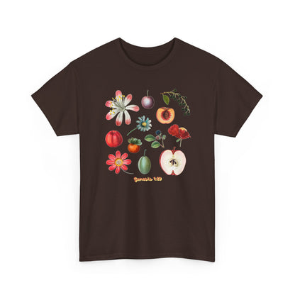 Botanical Fruit Garden T‑Shirt — Floral & Fruit Illustration Tee (Genesis 1:29)