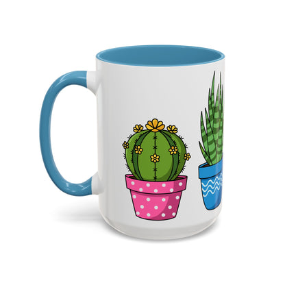 Cactus & Succulent Accent Coffee Mug — Cute Potted Plants 11/15oz