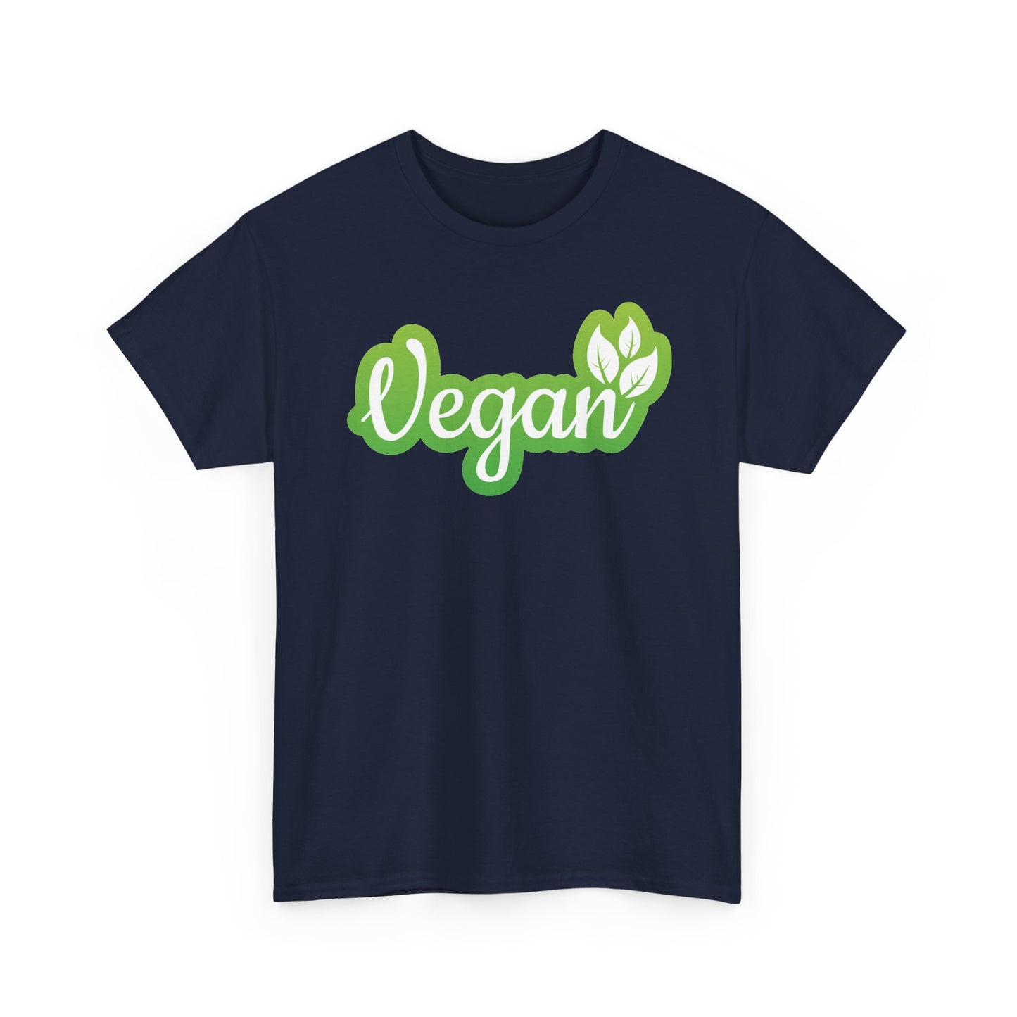 Vegan Script Tee — Green Leaf Eco-Friendly T-Shirt